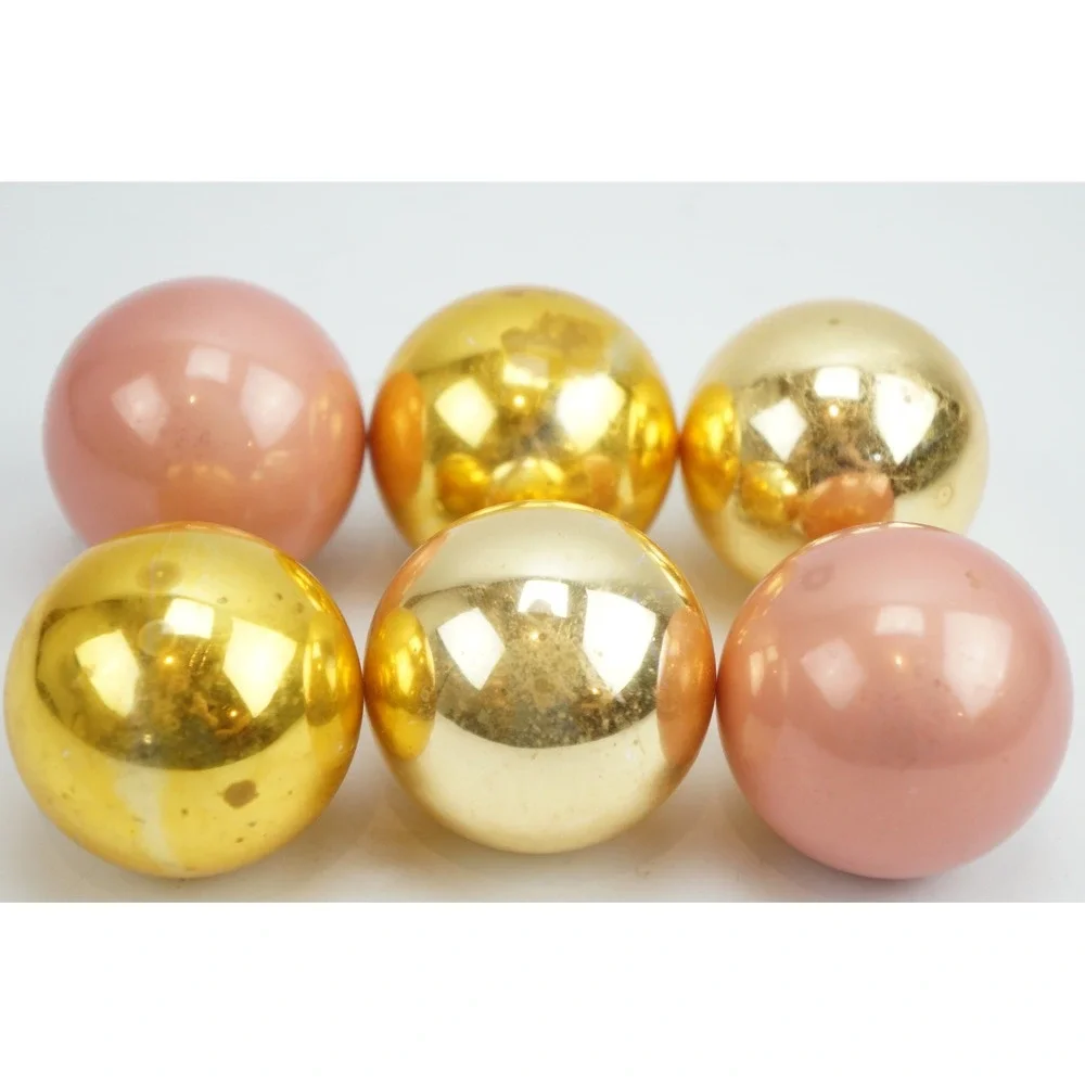 Vintage Mercury Glass Christmas Ornaments Pink Gold Iridescent Set of 6 Good